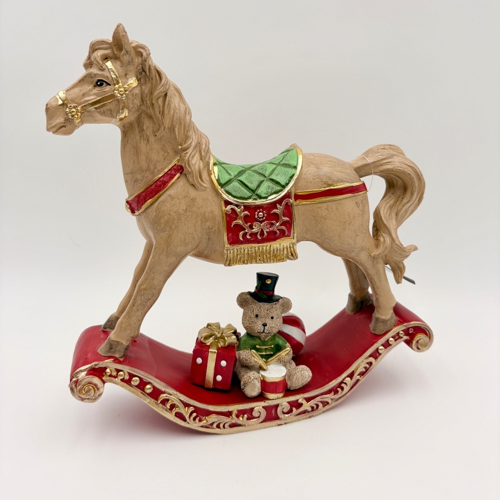 Christmas Classics Rocking Horse Figurine Teddy Bear Drummer Holiday Decor 9in